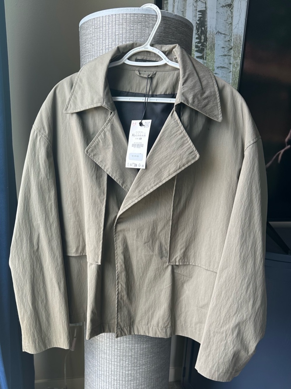 Zara Lightweight Cropped trench Jacket Sz XL NWT Great